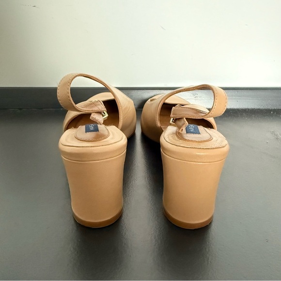 Margaux nude tan Cluny block heel leather slingback pumps - size 7.5 (37.5) - Picture 8 of 8